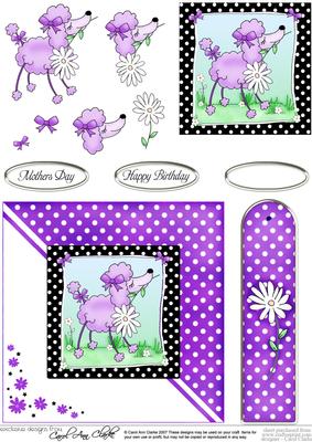 Cute Poodle Quick Card with Decoupage