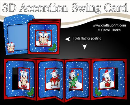 3D Christmas Westie Dogs Accordion Swing Card