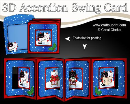 3D Christmas Cute Little Cats Accordion Swing Card