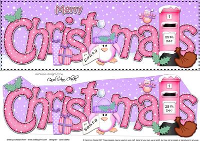 Large Dl Christmas Penguin Postbox Quick Card 3D Decoupage