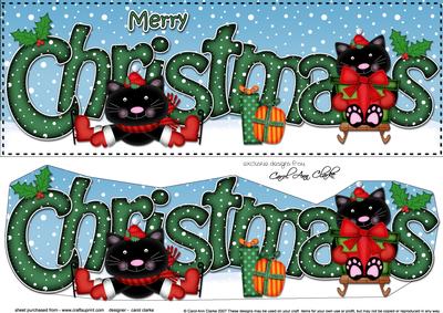 Large Dl Christmas Little Cats Quick Card 3D Decoupage