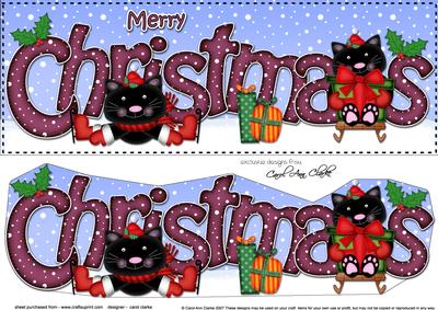 Large Dl Christmas Little Cats Quick Card 3D Decoupage