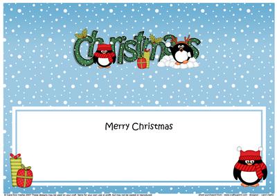 Xmas Christmas Cute Penguins Matching Large Dl Insert