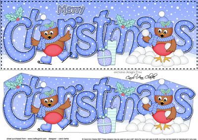 Large Dl Christmas Cute Robins Quick Card 3D Decoupage