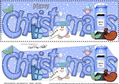Large Dl Christmas Penguin Postbox Quick Card 3D Decoupage
