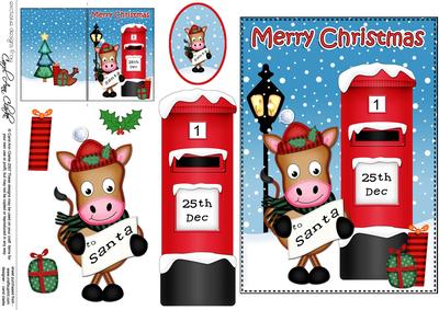 Christmas Gigi Horse Postbox 5x7 3D Decoupage