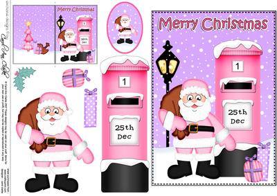 Christmas Santa Postbox 5x7 3D Decoupage