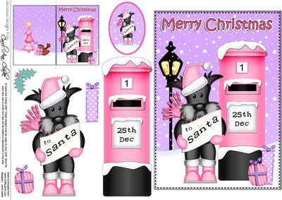 Christmas Hamish Scottie Dog Postbox 5x7 3D Decoupage
