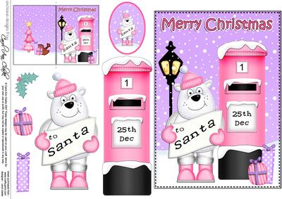 Christmas Ben Polar Bear Postbox 5x7 3D Decoupage