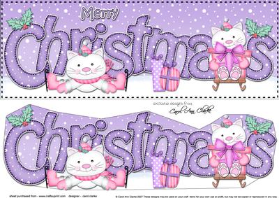 Large Dl Christmas Cute Little Cats 3D Decoupage
