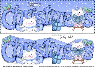 Large Dl Christmas Cute Little Cats 3D Decoupage