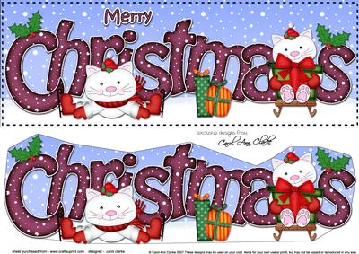 Large Dl Christmas Cute Little Cats 3D Decoupage