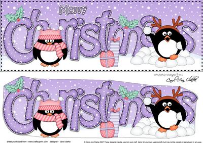 Large Dl Christmas Cute Little Penguins 3D Decoupage