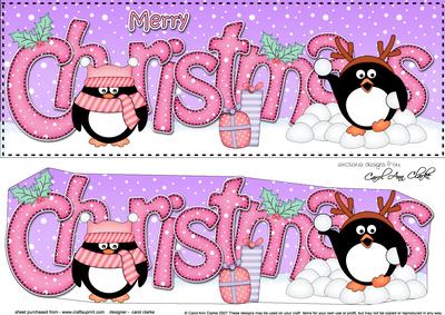 Large Dl Christmas Cute Little Penguins 3D Decoupage