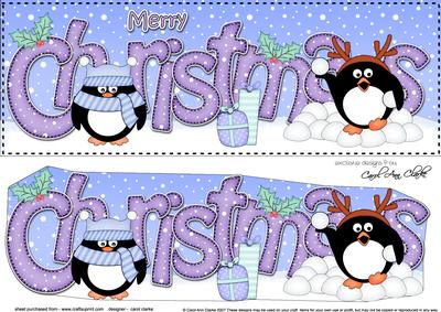 Large Dl Christmas Cute Little Penguins 3D Decoupage