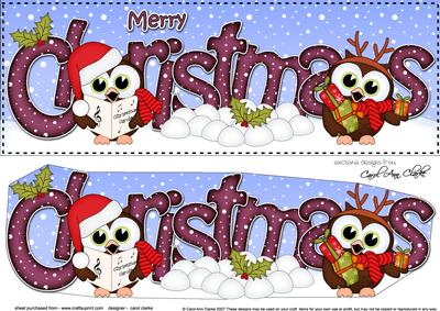 Large Dl Christmas Little Hoot Owls 3D Decoupage
