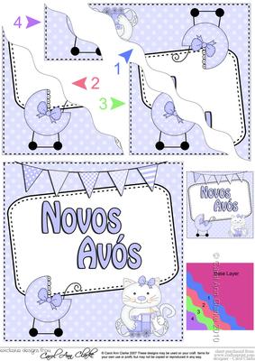 Portuguese New Baby Boy Grandparents Wavy Corner Stacker