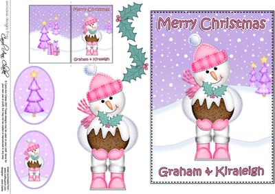 Christmas Graham & Kiraleigh Snowman 5x7 3D Decoupage