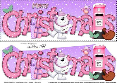 Large Dl Christmas Ben Polar Bear Postbox 3D Decoupage