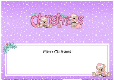 Christmas Livvy Bear Matching Large Dl Insert