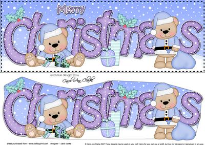 Large Dl Christmas Livvy Bear 3D Decoupage
