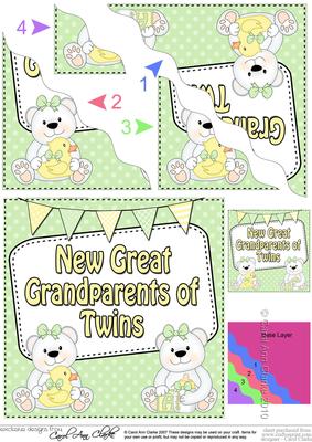 New Baby Great Grandparents of Twins Wavy Corner Stacker