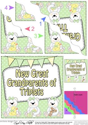 New Baby Great Grandparents of Triplets Wavy Corner Stacker