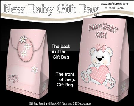 3D New Baby Girl Belle Teddy Bear Gift Bag Mini Kit