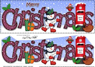 Large Dl Christmas Snowman Postbox 3D Decoupage