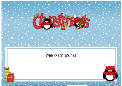 Xmas Christmas Cute Penguins Matching Large Dl Insert
