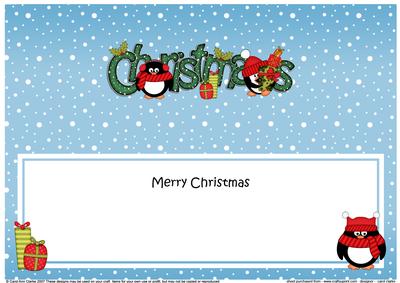 Xmas Christmas Cute Penguins Matching Large Dl Insert