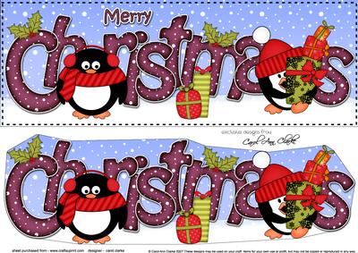 Large Dl Christmas Cute Penguins Quick Card 3D Decoupage