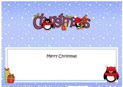 Xmas Christmas Cute Penguins Matching Large Dl Insert