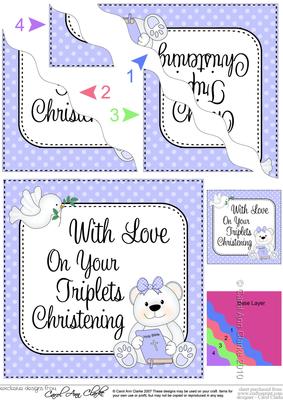 Christening Triplets Teddy Wavy Corner Side Stacker