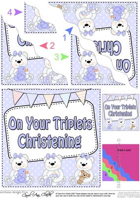 Christening Triplets Teddy Wavy Corner Side Stacker