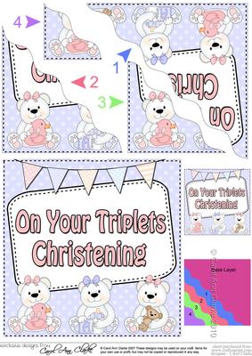 Christening Triplets Teddy Wavy Corner Side Stacker