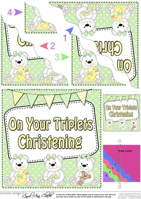 Christening Triplets Teddy Wavy Corner Side Stacker