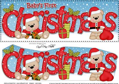 Large Dl Baby's 1st Christmas Livvy Bear 3D Decoupage