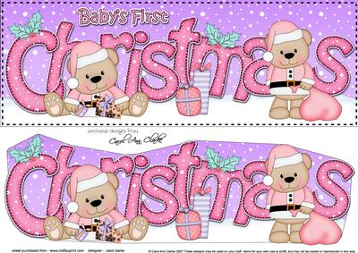 Large Dl Baby's 1st Christmas Livvy Bear 3D Decoupage