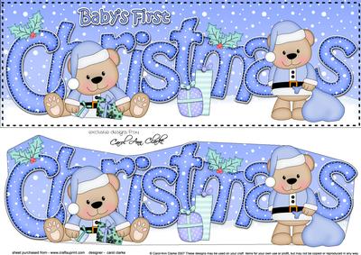 Large Dl Baby's 1st Christmas Livvy Bear 3D Decoupage