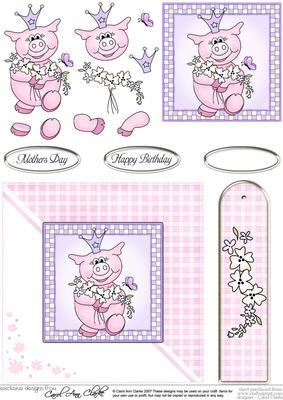 Princess Piggywig Quick Card with Decoupage