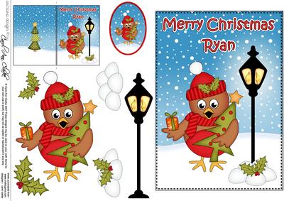 Xmas Ryan Cute Little Penguin 5x7 3D Decoupage