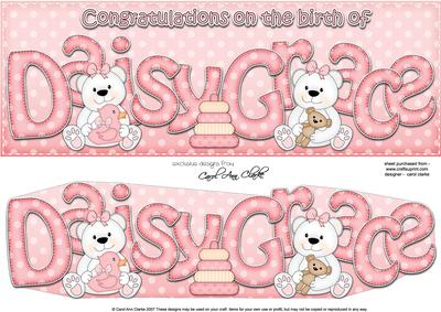 Large Dl New Baby Daisy Grace Teddies Quick Card & 3D Decoup