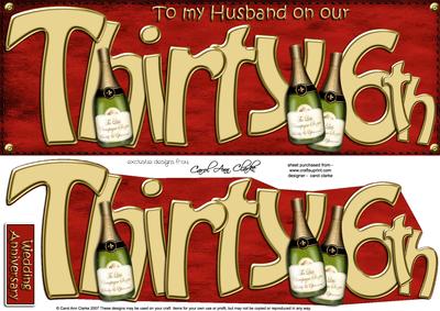 Large Dl 36th Anniversary Husband Booze 3D Decoupage