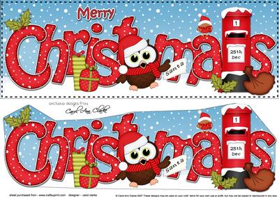 Large Dl Christmas Little Hoot Owl Postbox 3D Decoupage