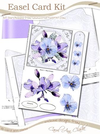Posy and Pearls Blue Easel Card Kit with Decoupage