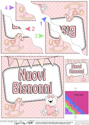 Italian New Baby Girl Great Grandparents Wavy Corner Stac