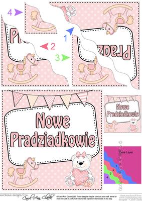 Polish New Baby Girl Great Grandparents Wavy Corner Stac