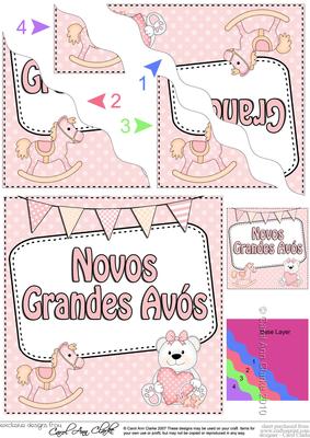 Portuguese New Baby Girl Great Grandparents Wavy Corner Stac