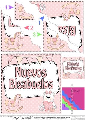 Spanish New Baby Girl Great Grandparents Wavy Corner Stac